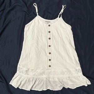 Spaghetti Strap Tunic with Buttons and Ruffled Bottom